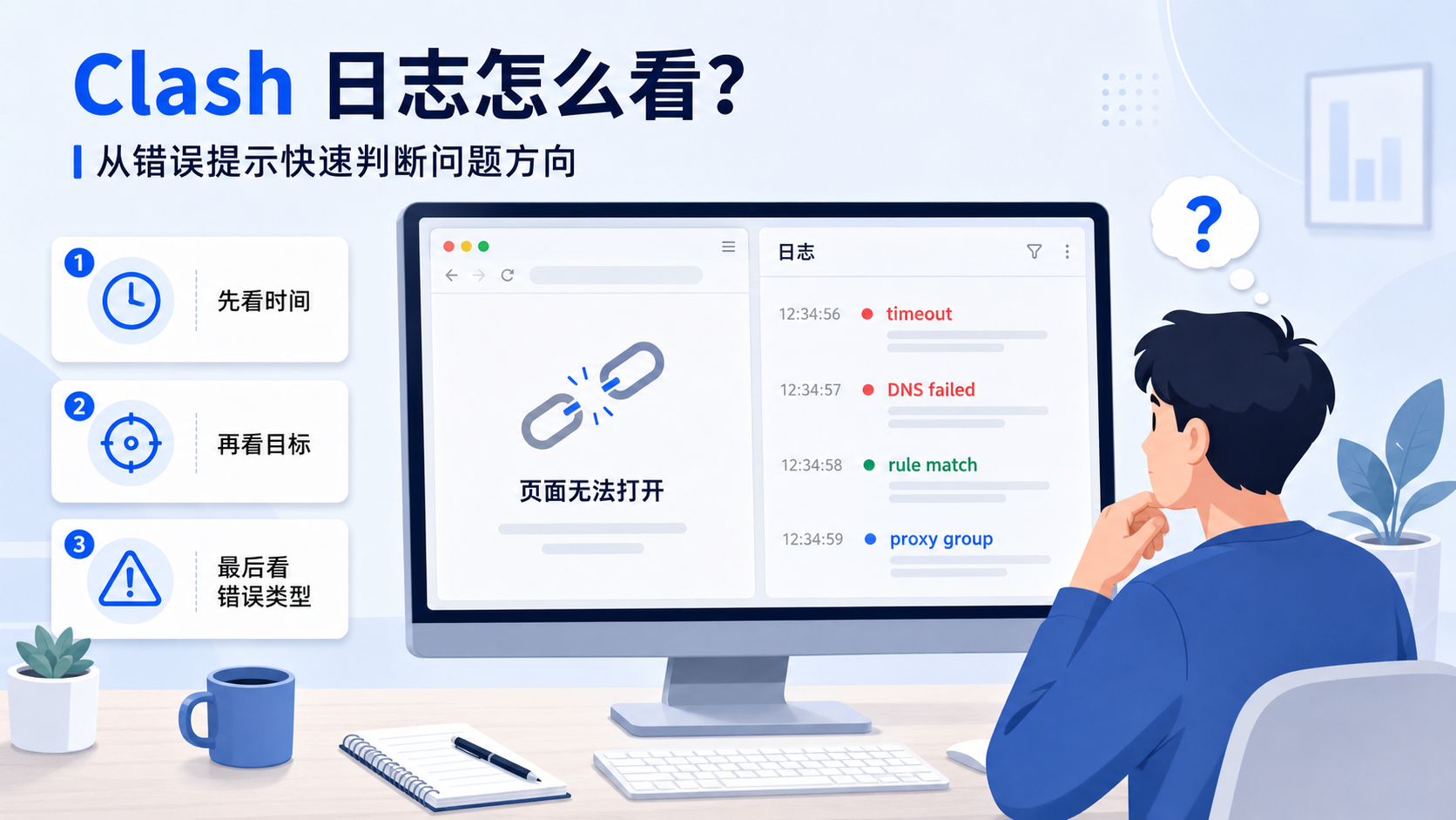 网页打不开后，新手面对 Clash 日志提示一脸困惑